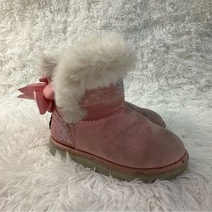 Juicy Couture Toddler Girls Pink Glitter Faux Fur Bow Winter Boots Size 9